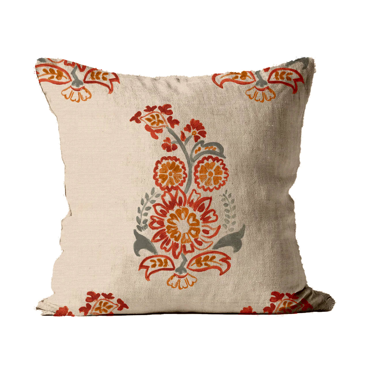 Paisley Cushion Flax Steel
